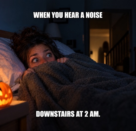scared person sitting in the dark at midnight