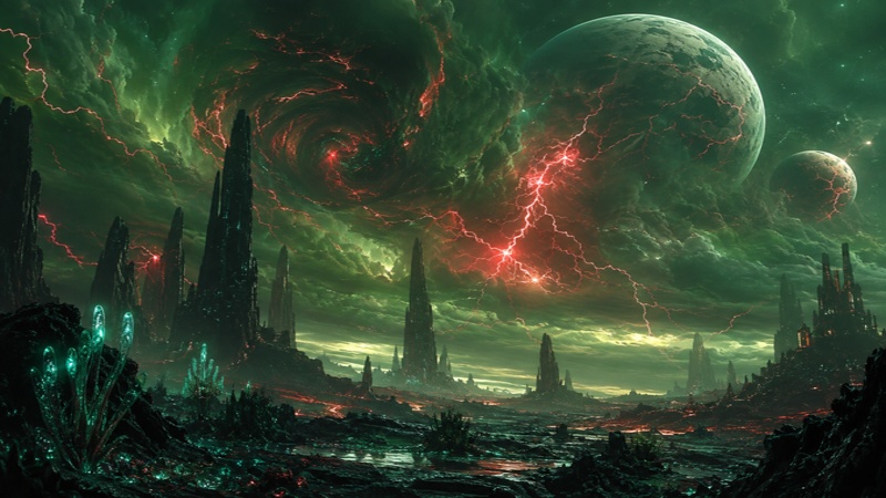sci-fi storm on an alien planet