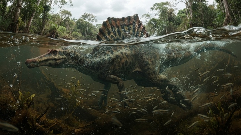 spinosaurus river crossing
