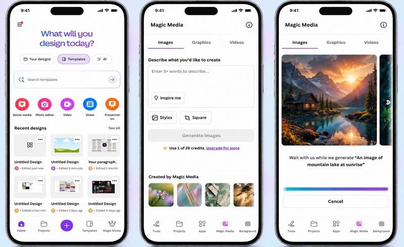 use canva text to image on the mobile app