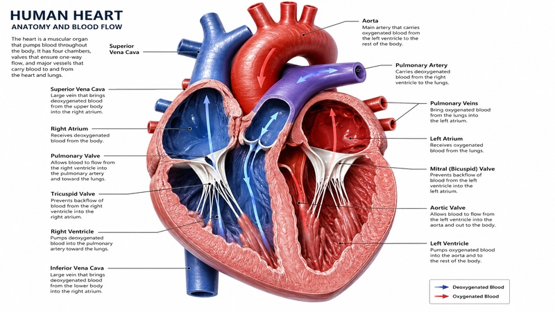 3d human heart cross section