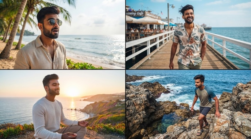 beach vacation collage