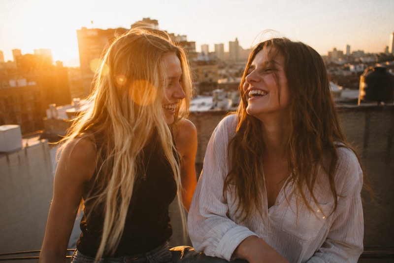 Best Friends Rooftop Golden Hour Film