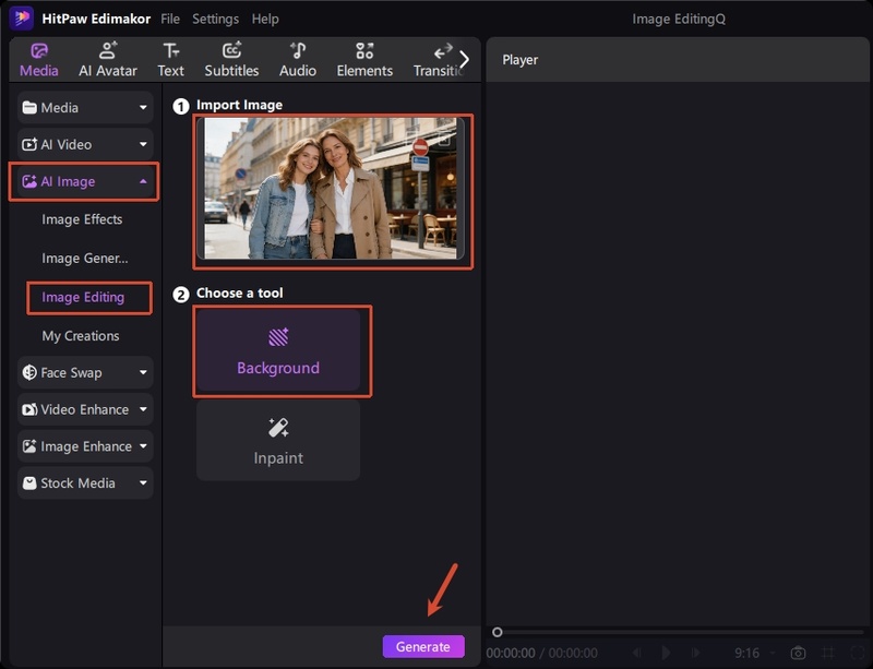 Change Photo Backgrounds with Edimakor Step 2