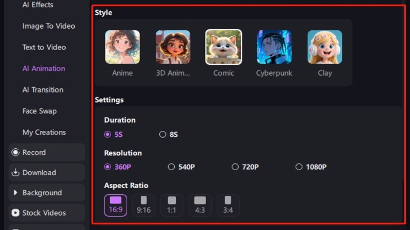 Choose Animation Style
