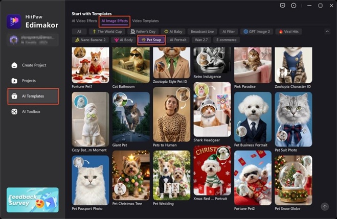 choose edimakor pet ai template for viral dog ai trends 2026