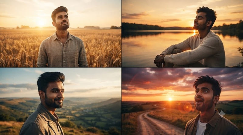 cinematic golden hour collage