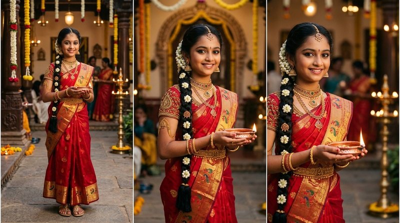 classic red and gold saree