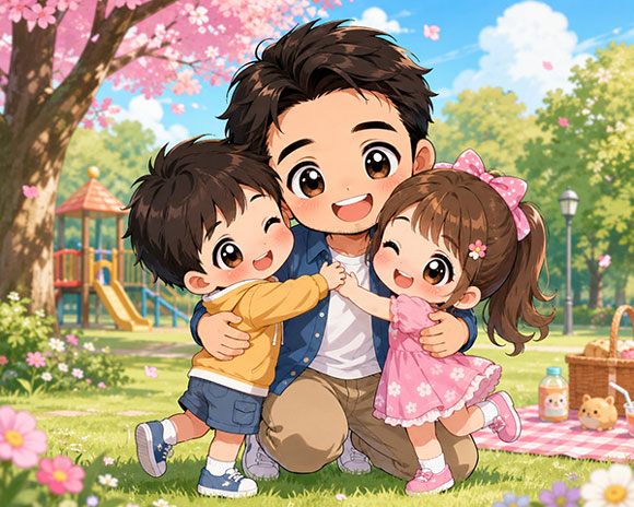 cute chibi family style