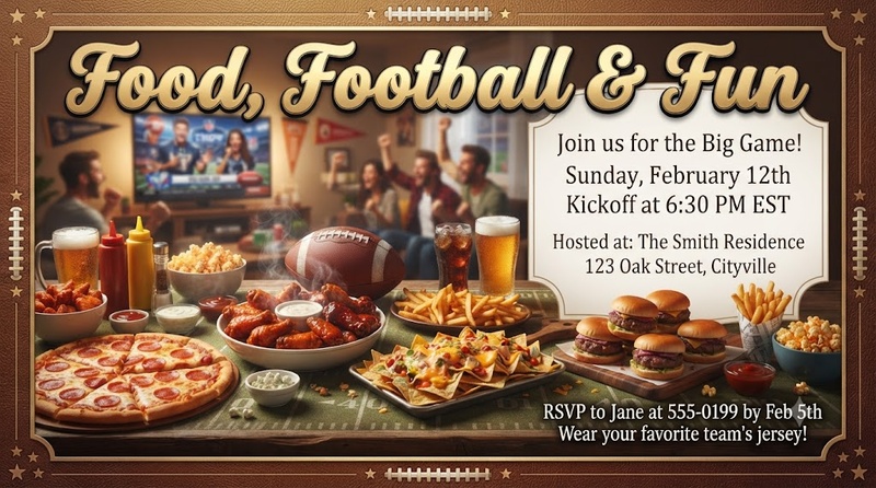food lovers super bowl invite