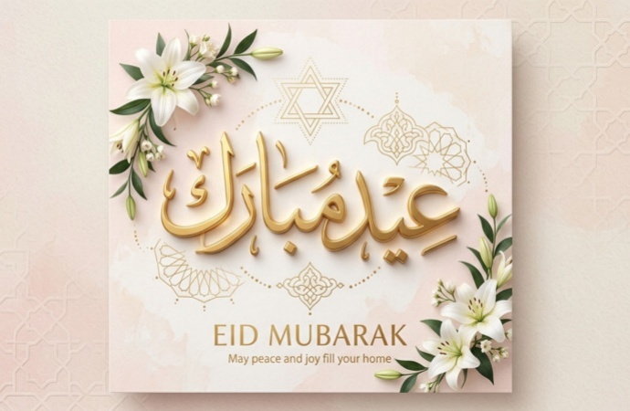 Gemini Eid Greeting Card Prompt 03 Gold Calligraphy Design