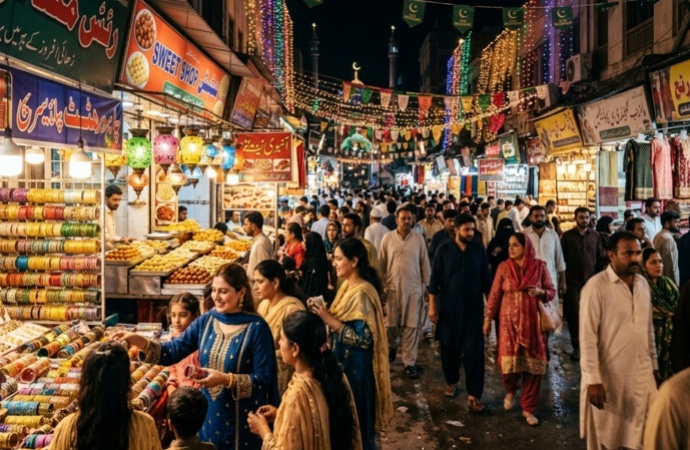 Gemini Eid Street Prompt 07 Chand Raat Market Festival