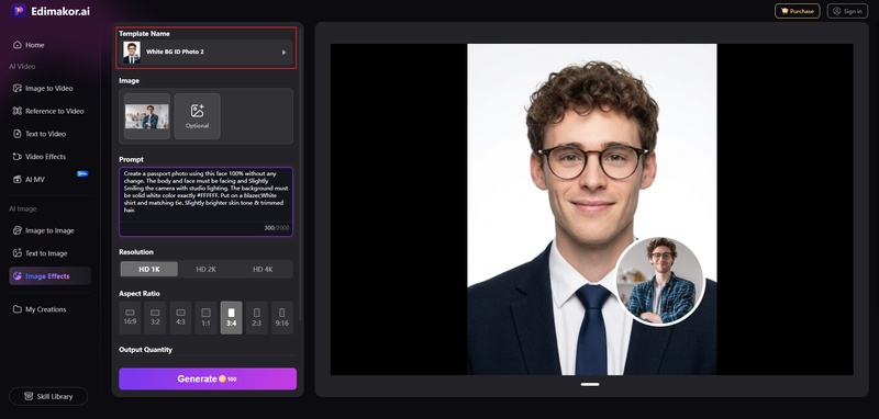 Generate Passport Photo Step 04 Edimakor Ai Headshot