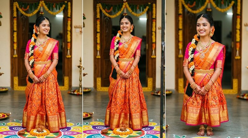 orange half saree