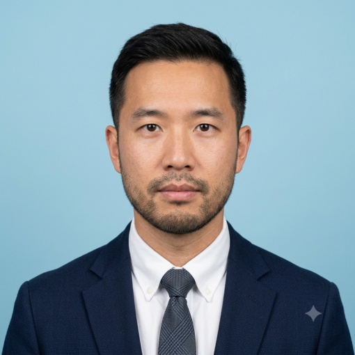 Passport Photo Prompt 01 Light Blue Background Professional Attire