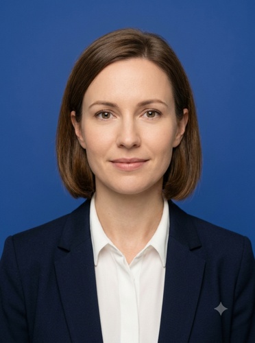Passport Photo Prompt 03 Adult Blue Background Business Attire