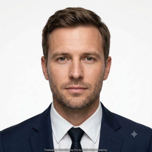 Passport Photo Prompt 03 Male Suit Passport Photo White Background