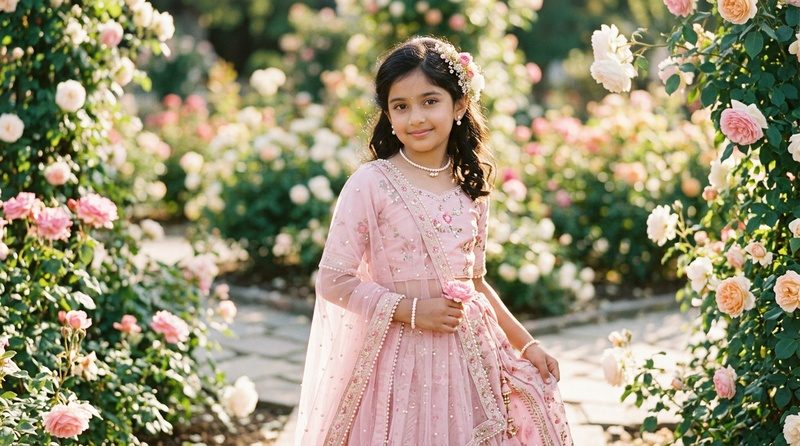 pastel pink half saree