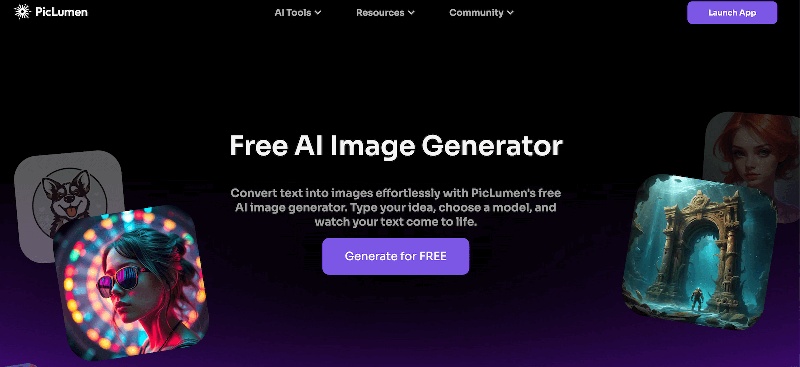 PicLumen random AI image generator with multiple artistic styles