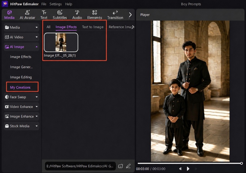 Previewing and Saving the Generated Father and Son Image