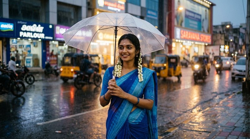 rainy day tamil girl