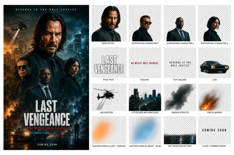 seedream 5.0 pro movie poster separated