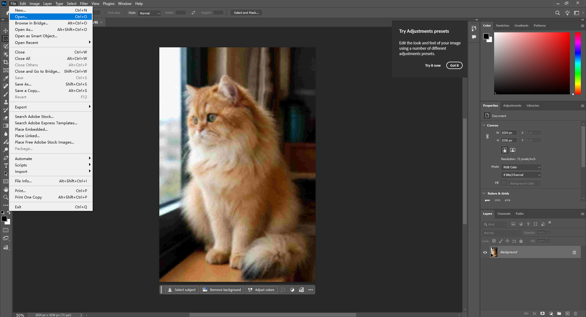 ouvrir l'image dans Photoshop
