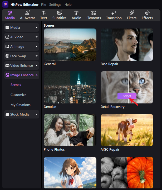 step 2 find image enhancement tool