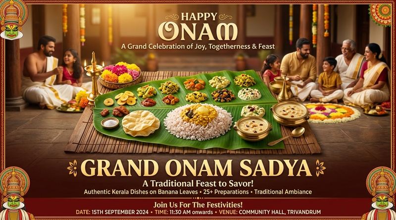 traditional onam sadya feast poster