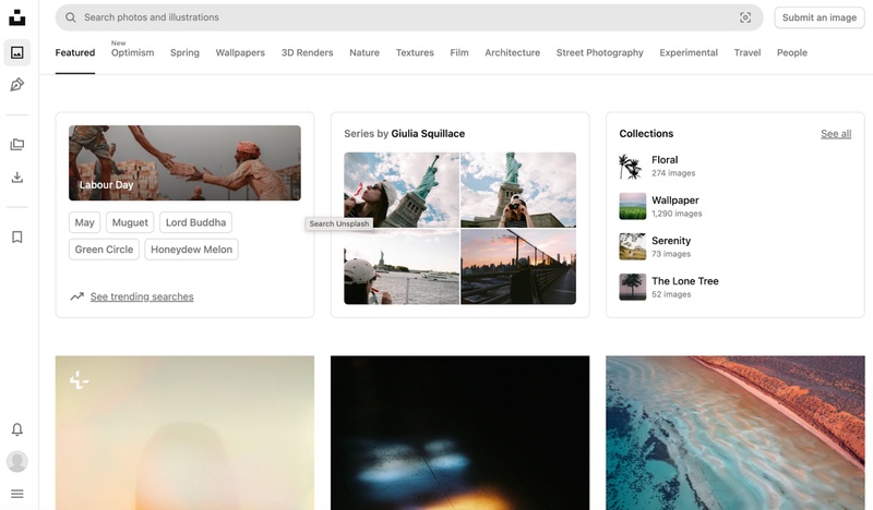Unsplash random stock photos from a library of high-quality photography