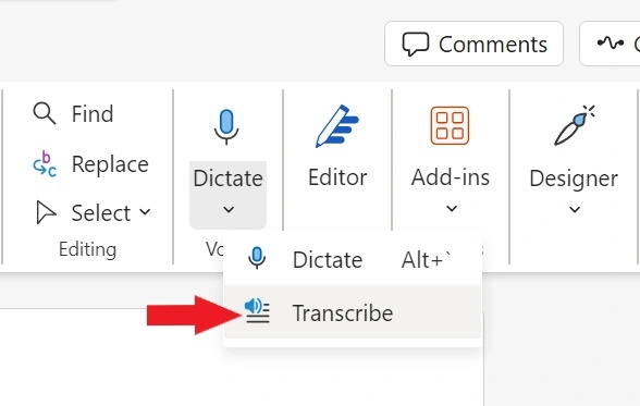 can microsoft office transcribe audio to text