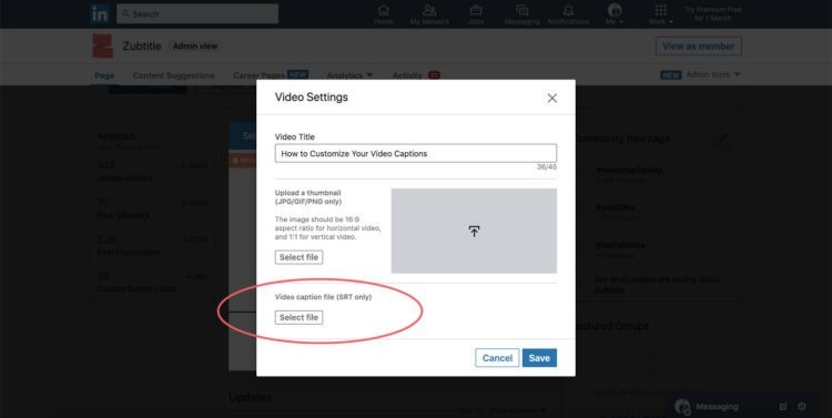 choose subtitle file LinkedIn