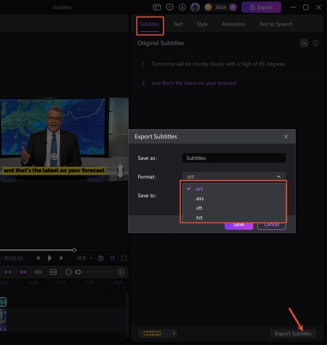 edimakor create editable soft subtitles step 4