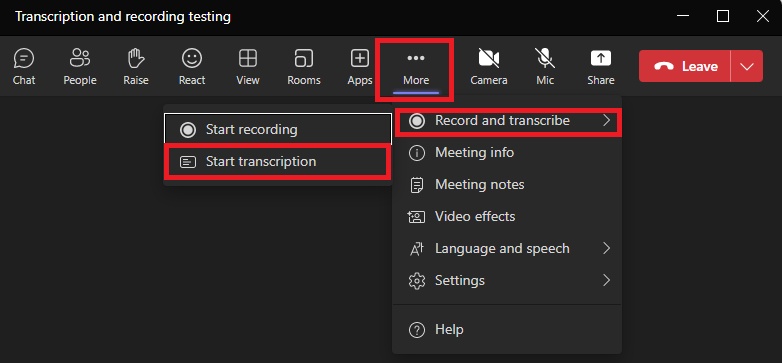 transcript audio teams