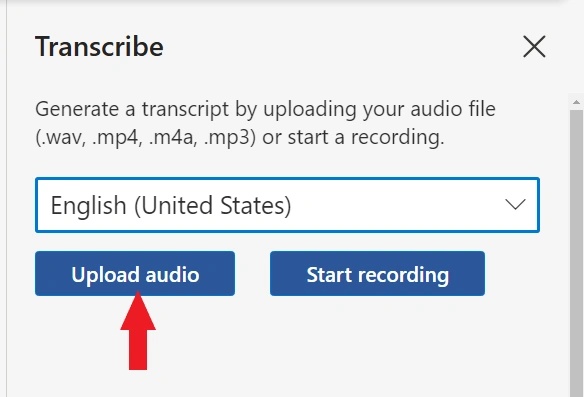 upload the audio file