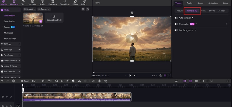 add the green background video