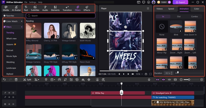 Adding effects and transitions for fan edit