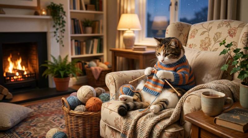 AI 고양이 뜨개질
