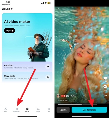 AI人魚フィルターCapCut