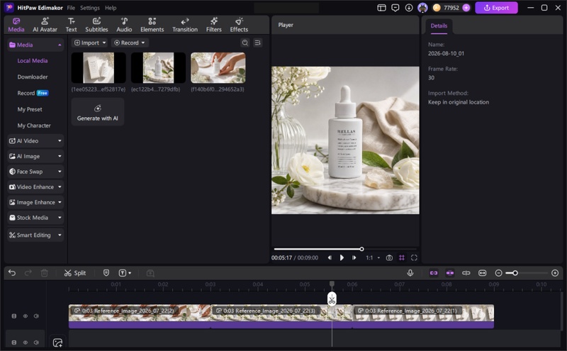 Arrange Photos and Videos in Edimakor