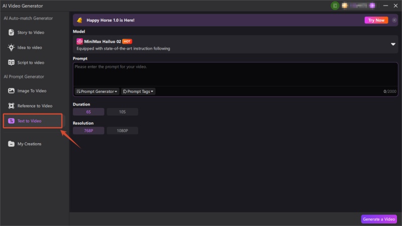 edimakor text to video dashboard