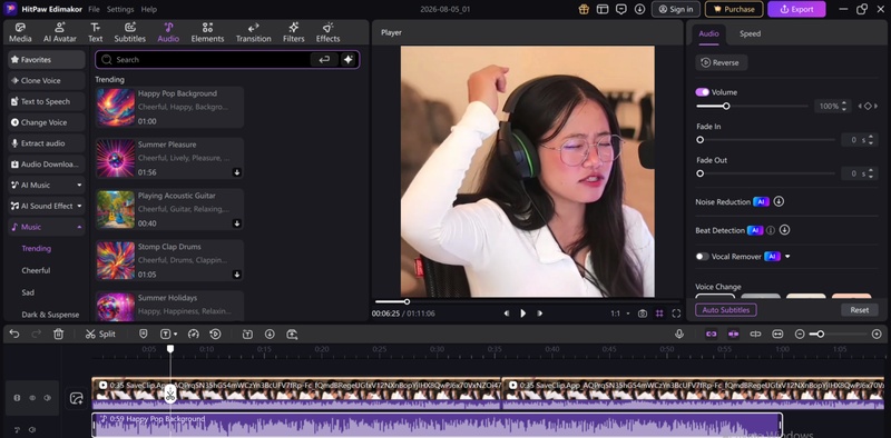 Editing Boomerang video effects in HitPaw Edimakor