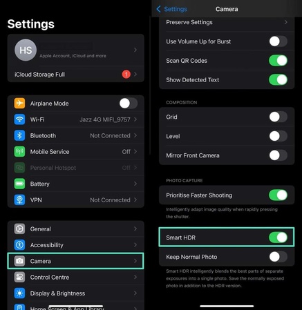 enable smart hdr