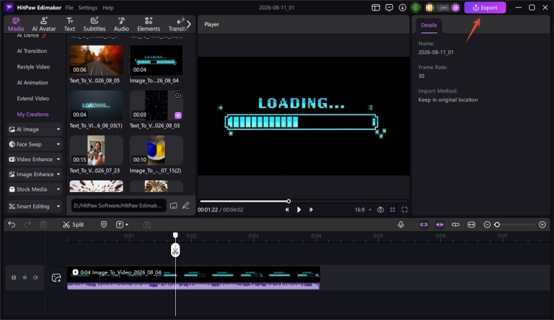 export image into text loading animation