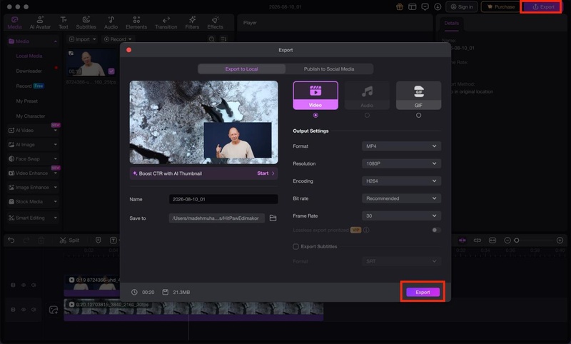 export your final video