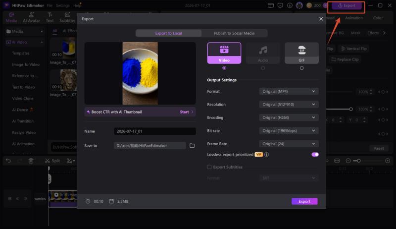 video export settings
