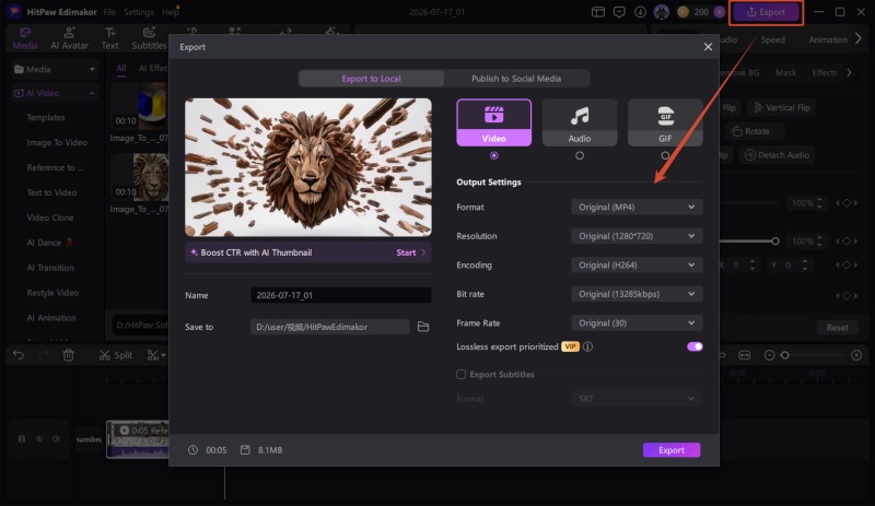 final video export