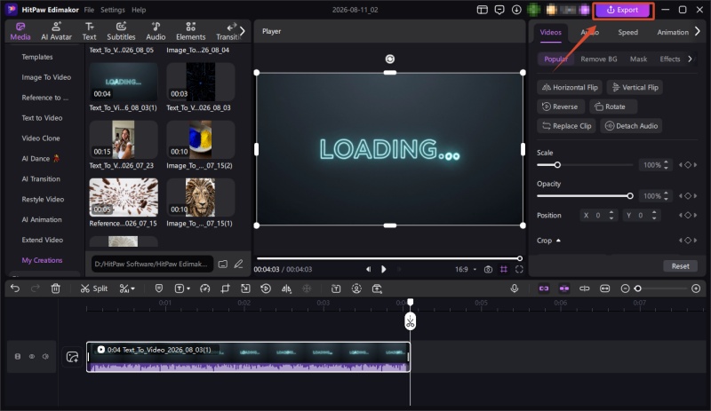 generating and exporting animation