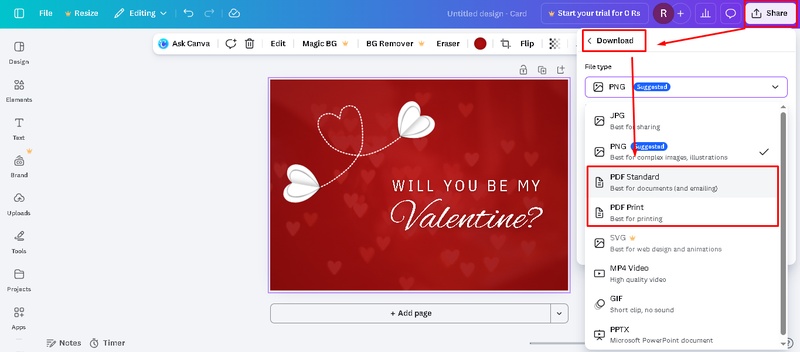 créer une carte de saint valentin gratuit avec Ai Printables Pdf