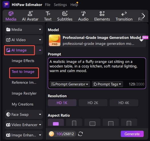 How to Generate Ai Images with Hitpaw Edimakor